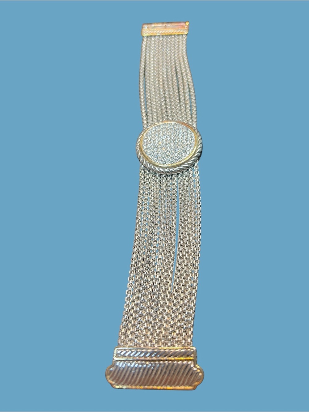 142 Multi-Strand (11) Bracelet with Pavé Center magnetic Clasp